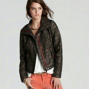 We The Free Leopard Print Moto Jacket Crop Size 10